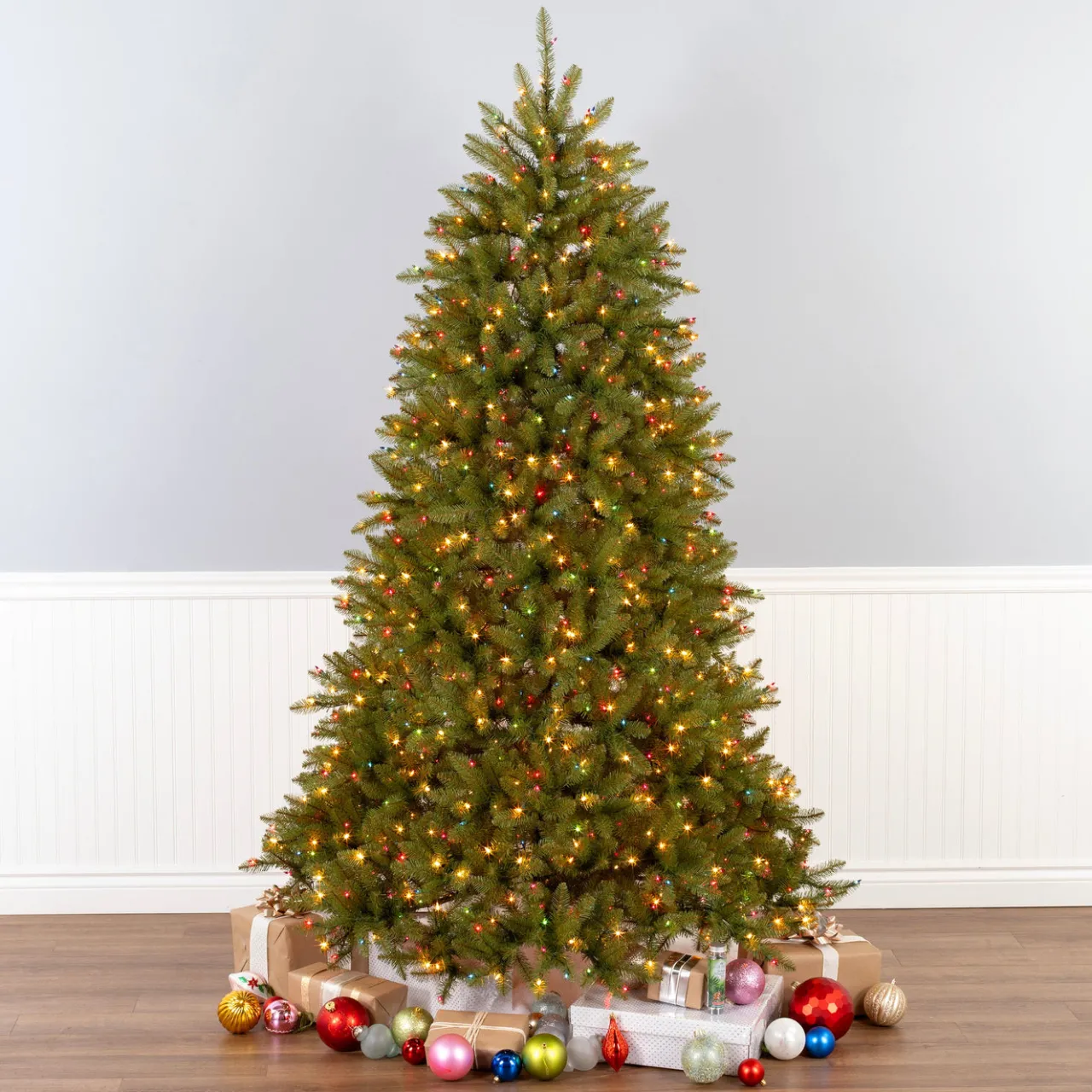 Online National Tree Company 7.5 ft. Pre-Lit Dunhill Fir Tree with Multicolor, Clear Spectrum Lights