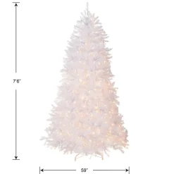 Online National Tree Company 7.5 ft. Pre-Lit Dunhill Fir White Tree with Clear Lights