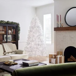 Online National Tree Company 7.5 ft. Pre-Lit Dunhill Fir White Tree with Clear Lights