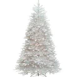 Online National Tree Company 7.5 ft. Pre-Lit Dunhill Fir White Tree with Clear Lights