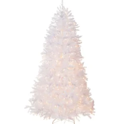 Online National Tree Company 6.5 ft. Pre-Lit Dunhill Fir White Tree with Clear Lights