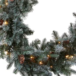 New National Tree Company 9 ft. Pre-Lit Frosted Arctic Spruce Garland with Clear Lights
