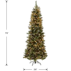 Online National Tree Company 7.5 ft. Pre-Lit Glittery Bristle Slim Tree with LED Lights