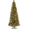 Clearance National Tree Company 7.5 ft. Pre-Lit Glittery Bristle Slim Tree with Clear Lights