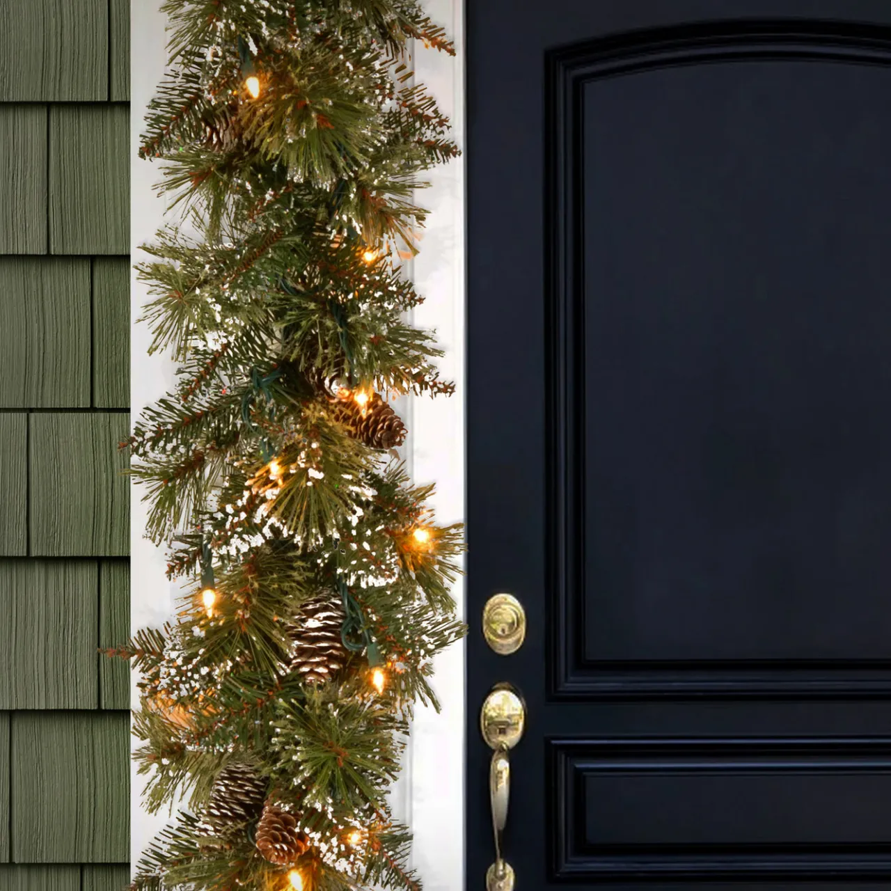 Clearance National Tree Company 6 ft. Pre-Lit Glittery Bristle Pine Garland with LED Lights