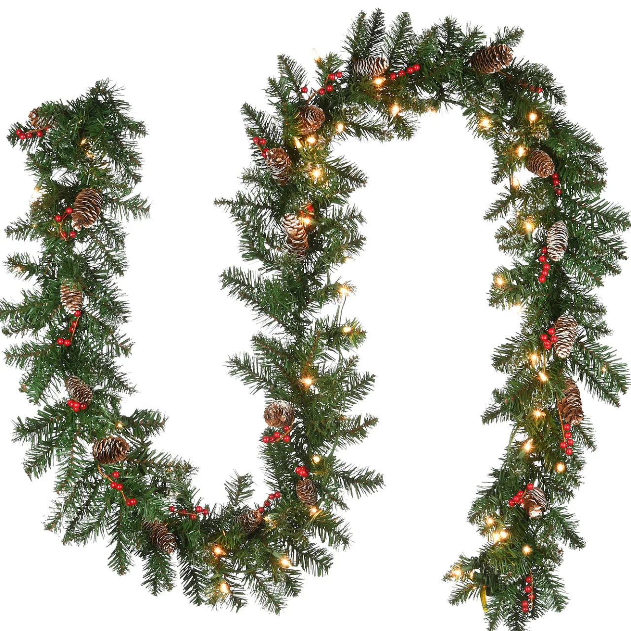 Discount National Tree Company 9 ft. Pre-Lit Glittery Mountain Spruce Garland with Clear Lights