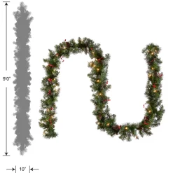 Discount National Tree Company 9 ft. Pre-Lit Glittery Mountain Spruce Garland with Clear Lights