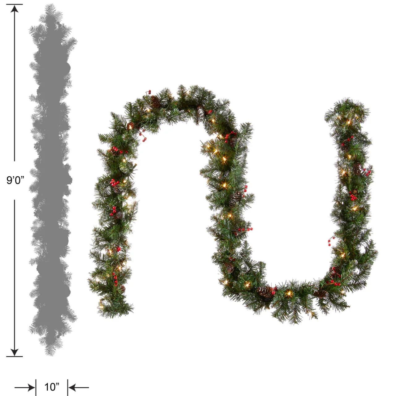 Discount National Tree Company 9 ft. Pre-Lit Glittery Mountain Spruce Garland with Clear Lights