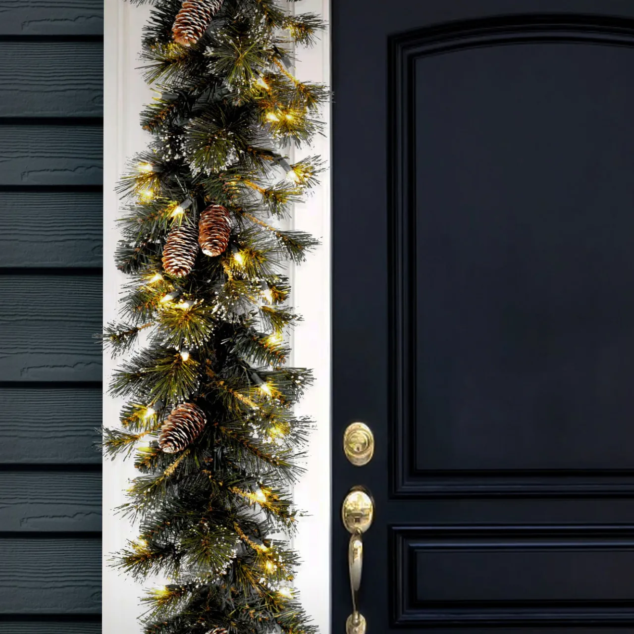 Clearance National Tree Company 9 ft. Pre-Lit Glittery Pine Garland with Clear Lights
