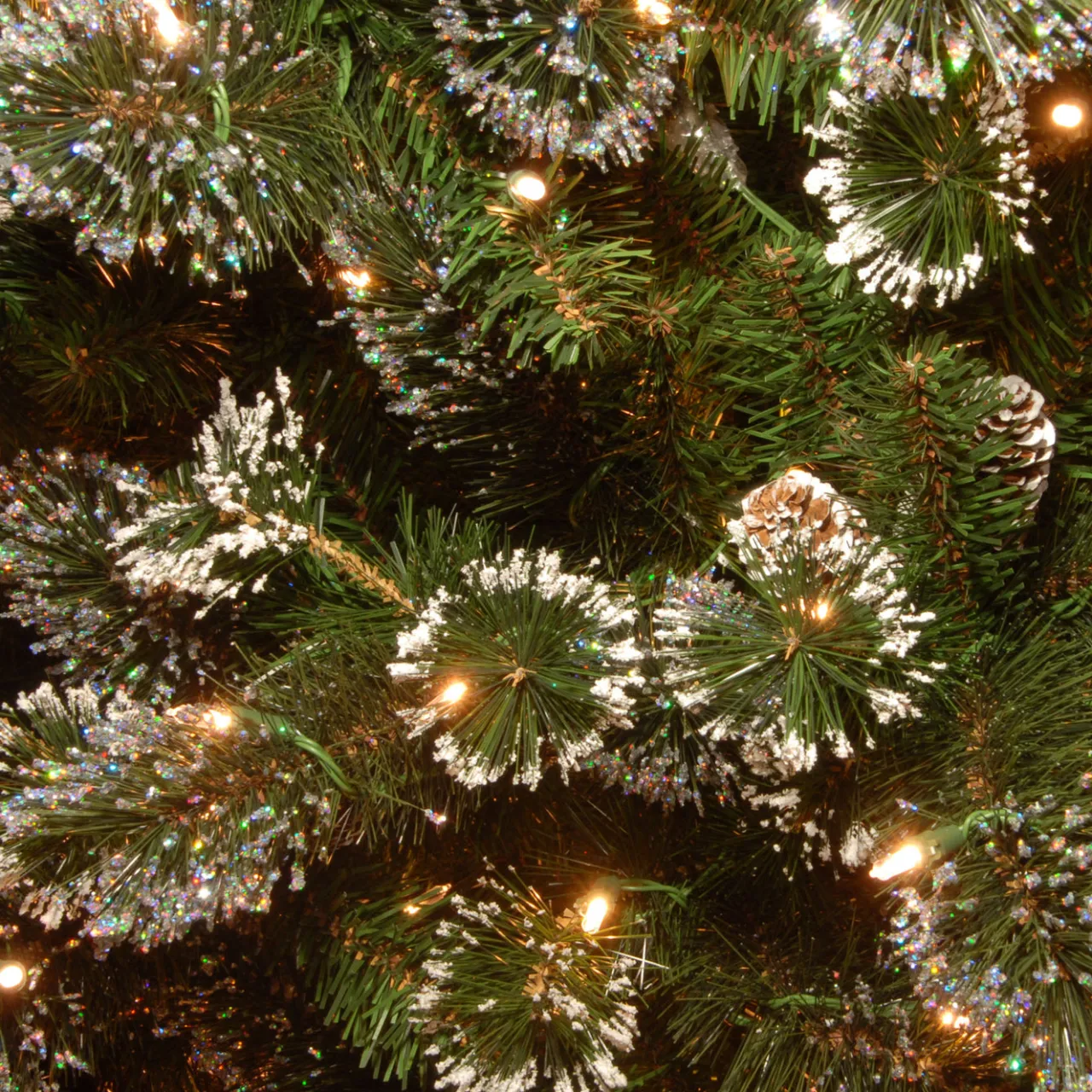 Clearance National Tree Company 9 ft. Pre-Lit Glittery Pine Garland with Clear Lights
