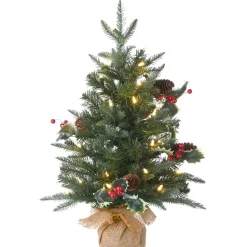 Hot National Tree Company 2 ft. Pre-Lit Happy Hill Pine Tree with LED Lights