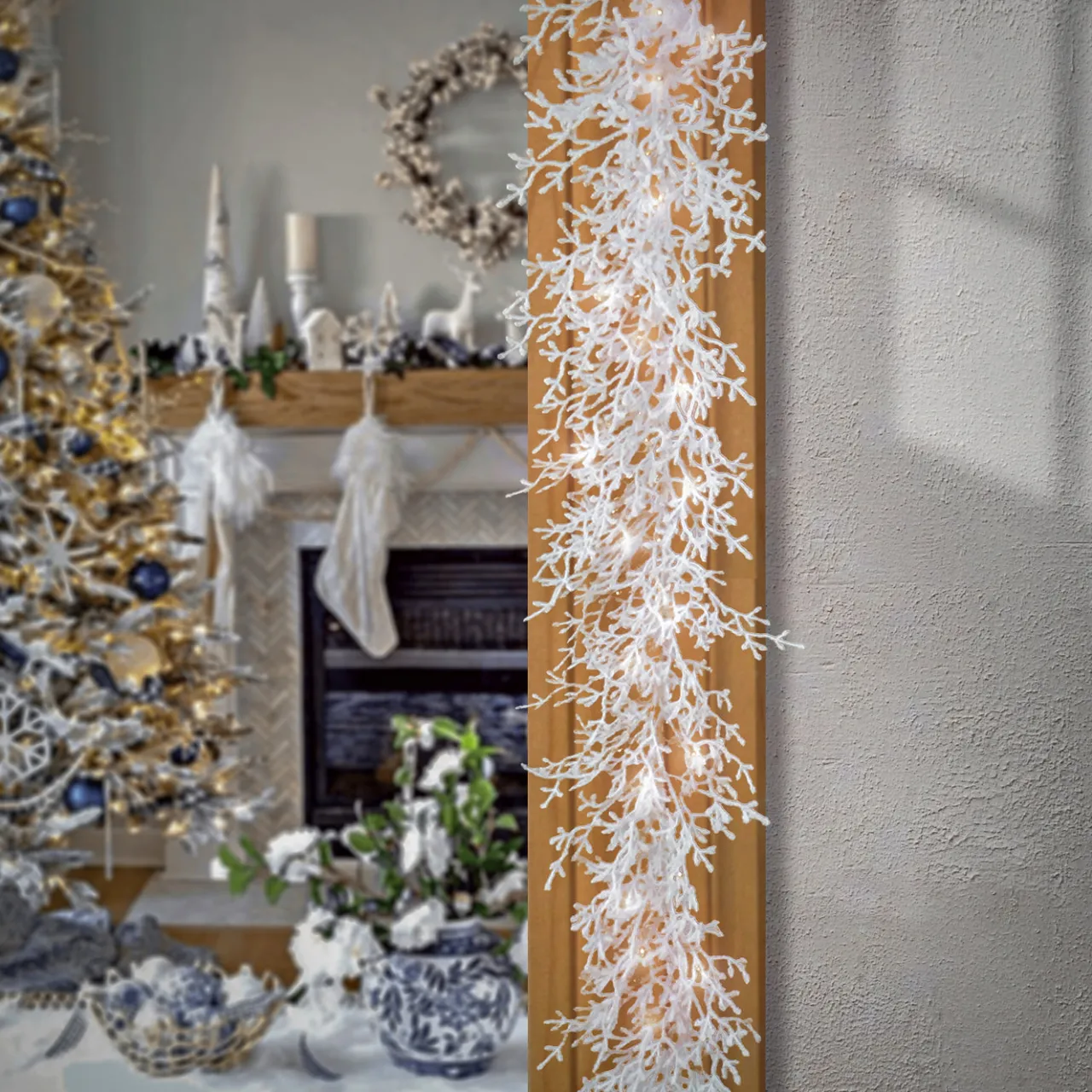 Discount National Tree Company 9 ft. Pre-Lit HGTV Home Collection Christmas by the Sea Coral Garland