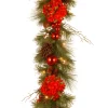 New National Tree Company 9 ft. Pre-Lit Hydrangea Pine Garland with Warm White LED Lights