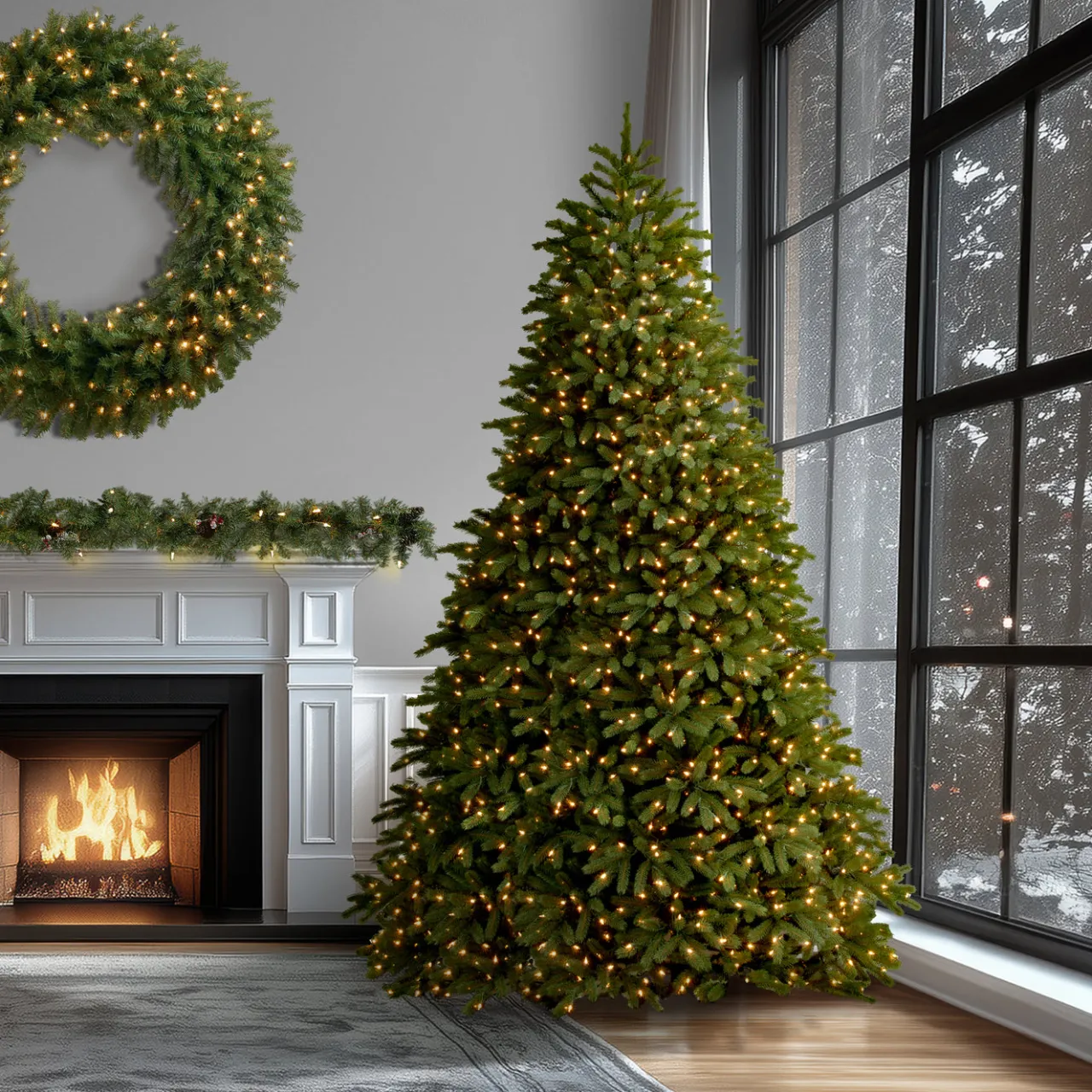 National Tree Company 10 ft. Pre-Lit Jersey Fraser Fir Medium Tree with Dual Color LED Lights