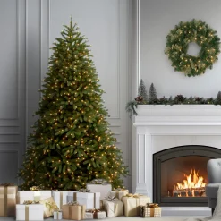 Clearance National Tree Company 6.5 ft. Pre-Lit Jersey Fraser Fir Medium Tree with Dual Color LED Lights