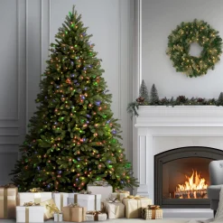 New National Tree Company 7.5 ft. Pre-Lit Jersey Fraser Fir Tree with Multicolor Lights