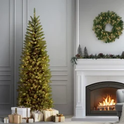 Discount National Tree Company 7.5 ft. Pre-Lit Kingswood Fir Pencil Tree with Clear Lights