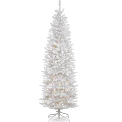 National Tree Company 6.5 ft. Pre-Lit Kingswood Fir White Pencil Tree with Clear Lights