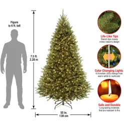 Online National Tree Company 7.5 ft. Pre-Lit Kingswood Fir Tree with PowerConnect Dual Color LED Lights