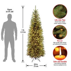 Outlet National Tree Company 7 ft. Pre-Lit Kingswood Fir Pencil Tree with Clear Lights