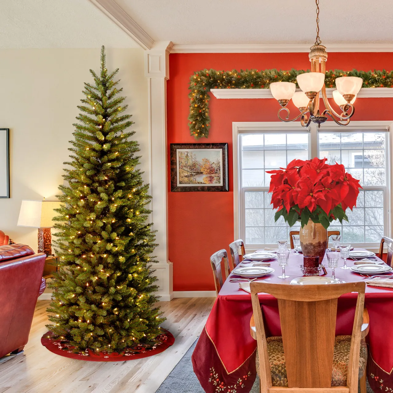 Hot National Tree Company 6.5 ft. Pre-Lit Kingswood Fir Pencil Tree with Clear Lights