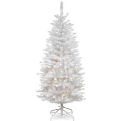 Outlet National Tree Company 4.5 ft. Pre-Lit Kingswood Fir White Pencil Tree with Clear Lights