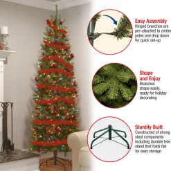 Discount National Tree Company 7.5 ft. Pre-Lit Kingswood Fir Pencil Tree with Multicolor Lights