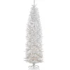Hot National Tree Company 9 ft. Pre-Lit Kingswood Fir White Pencil Tree with Clear Lights