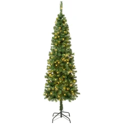 Sale National Tree Company 6 ft. Pre-Lit Linden Spruce Slim Tree with Warm White LED Lights