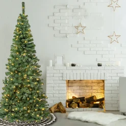 National Tree Company 7.5 ft. Pre-Lit Linden Spruce Slim Tree with LED Lights