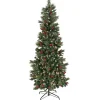 New National Tree Company 9 ft. Pre-Lit Meadowlark Pencil Tree with Clear Lights