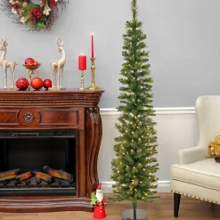 Outlet National Tree Company 6 ft. Pre-Lit Nooksack Fir Pencil Slim Tree with LED Lights