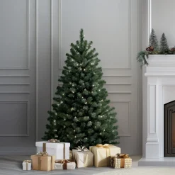 New National Tree Company 4.5 ft. Pre-Lit North Valley Blue Spruce Tree with Clear Lights