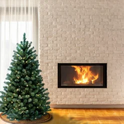 New National Tree Company 4.5 ft. Pre-Lit North Valley Blue Spruce Tree with Clear Lights