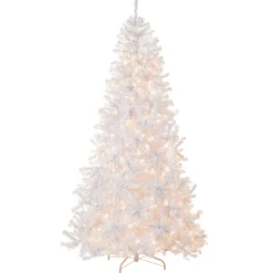 Sale National Tree Company 7.5 ft. Pre-Lit North Valley Spruce White Tree with Clear Lights
