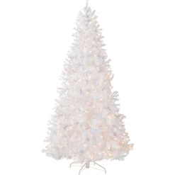 Hot National Tree Company 9 ft. Pre-Lit North Valley Spruce White Tree with Clear Lights
