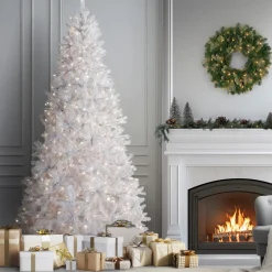 Hot National Tree Company 9 ft. Pre-Lit North Valley Spruce White Tree with Clear Lights