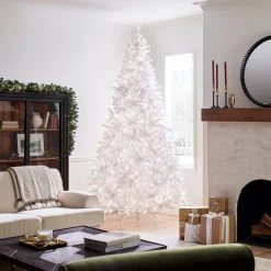 Hot National Tree Company 9 ft. Pre-Lit North Valley Spruce White Tree with Clear Lights