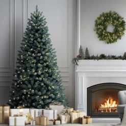 New National Tree Company 7 ft. Pre-Lit North Valley Spruce Blue Tree with Clear Lights