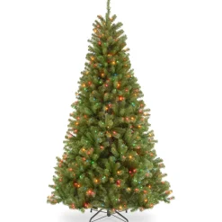 National Tree Company 7.5 ft. Pre-Lit North Valley Spruce Slim Tree with Multicolor Lights