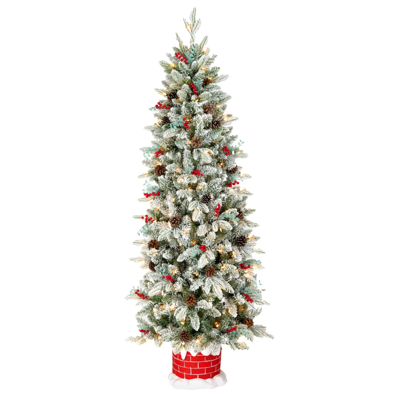 Online National Tree Company 5 ft. Pre-Lit Snowberry Pine Half Tree with Clear Lights