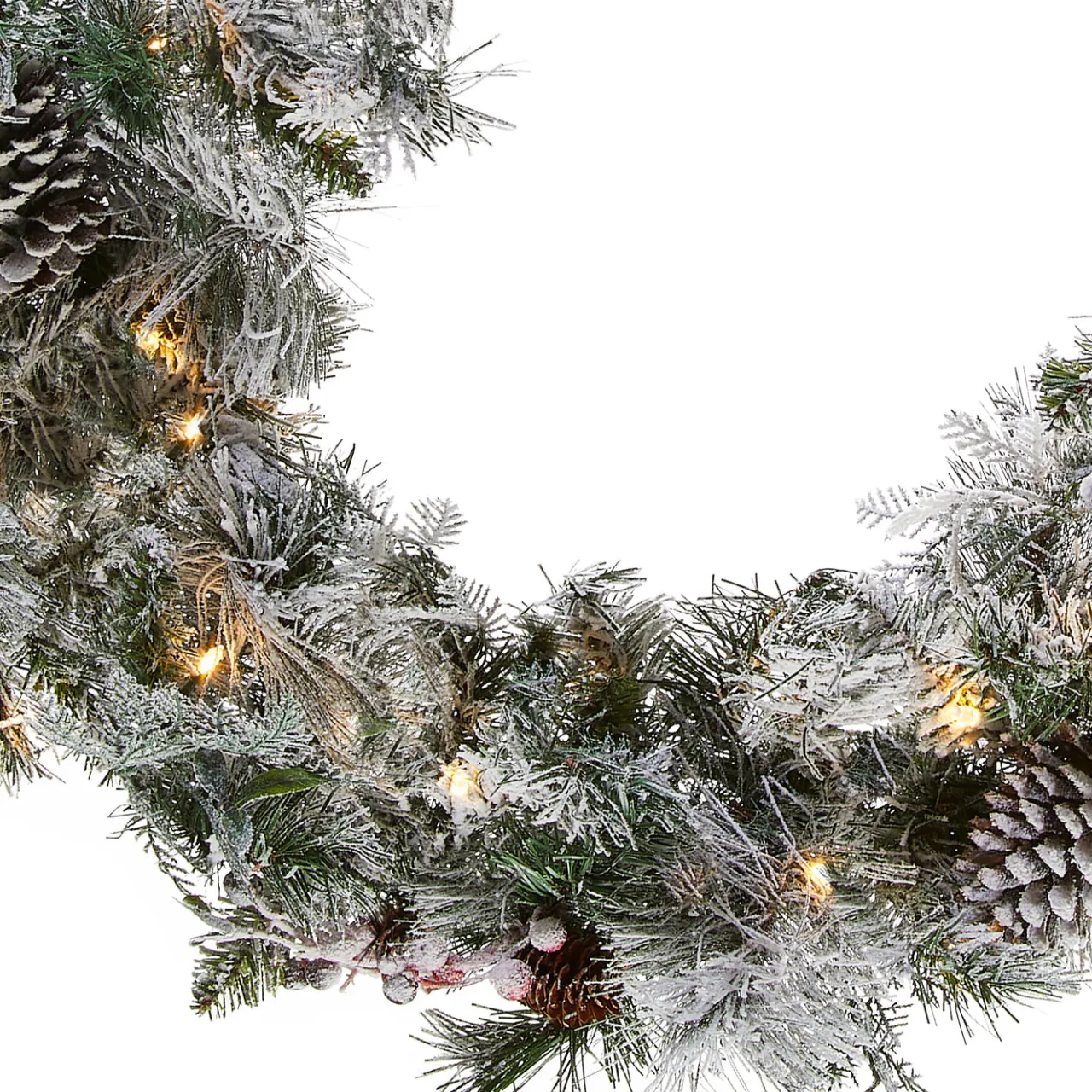 Outlet National Tree Company 9 ft. Pre-Lit Snowy Bedford Pine Garland with LED Lights