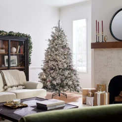 Clearance National Tree Company 7.5 ft. Pre-Lit Snowy Bedford Pine Tree with Clear Lights