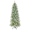 Best National Tree Company 7.5 ft. Pre-Lit Snowy Bottle Brush Slim Tree with Clear Lights