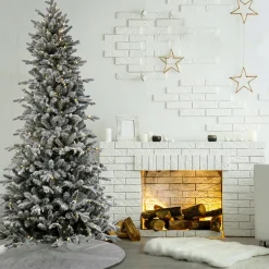 Clearance National Tree Company 7 ft. Pre-Lit Snowy Calton Pine Tree with LED Lights