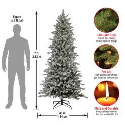 Clearance National Tree Company 7 ft. Pre-Lit Snowy Calton Pine Tree with LED Lights