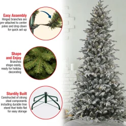 Clearance National Tree Company 7 ft. Pre-Lit Snowy Calton Pine Tree with LED Lights