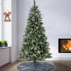 Best National Tree Company 7.5 ft. Pre-Lit Snowy Conconully Tree with LED Lights