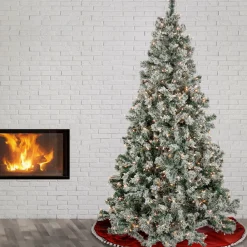 Best National Tree Company 6.5 ft. Pre-Lit Snowy Crestview Tree with Clear Lights