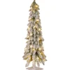 Outlet National Tree Company 4 ft. Pre-Lit Snowy Downswept Forest Tree with Clear Lights